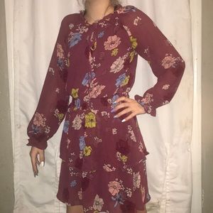 Maroon floral dress